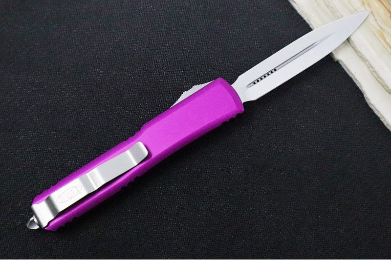 Microtech Ultratech OTF - Dagger Blade / Stonewash Finish / Violet Handle - 122-10VI