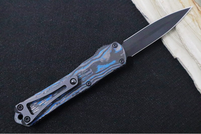 Heretic Knives Manticore S OTF - Blue Camo CF Back Cover / Double Edge Dagger / DLC Finish H024-6A-BLU/CF