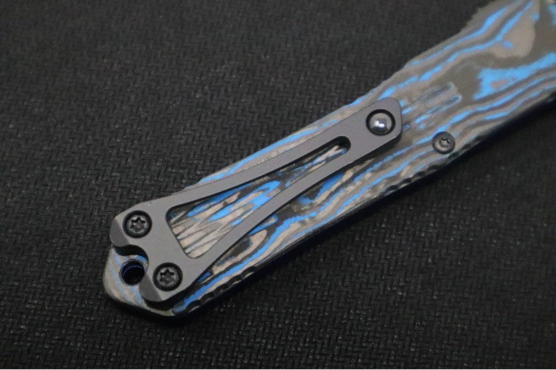 Heretic Knives Manticore S OTF - Blue Camo CF Back Cover / Recurve Blade / DLC Finish H025-6A-BLU/CF
