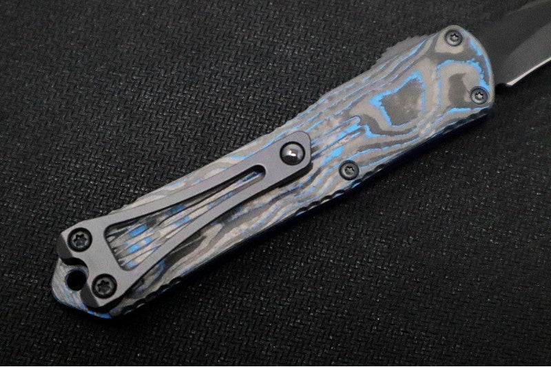 Heretic Knives Manticore S OTF - Blue Camo CF Back Cover / Recurve Blade / DLC Finish H025-6A-BLU/CF