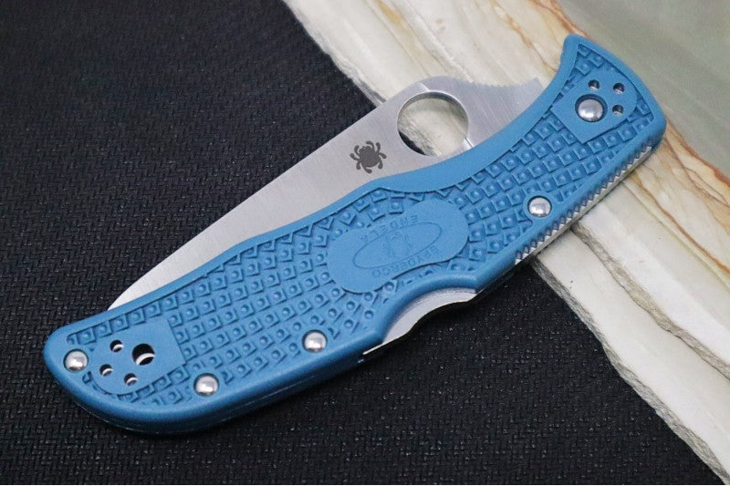 Spyderco Endela - Serrated Leaf Shape Blade / K390 Steel / Blue FRN Handle C243FSK390