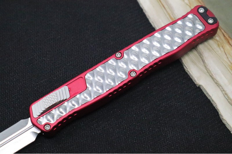 Heretic Knives Cleric II OTF - Stonewash Finish / Dagger Blade / Red Anodized Handle & Stainless Steel Inlay / CPM-Magnacut Steel