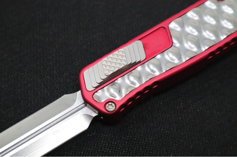 Heretic Knives Cleric II OTF - Stonewash Finish / Dagger Blade / Red Anodized Handle & Stainless Steel Inlay / CPM-Magnacut Steel