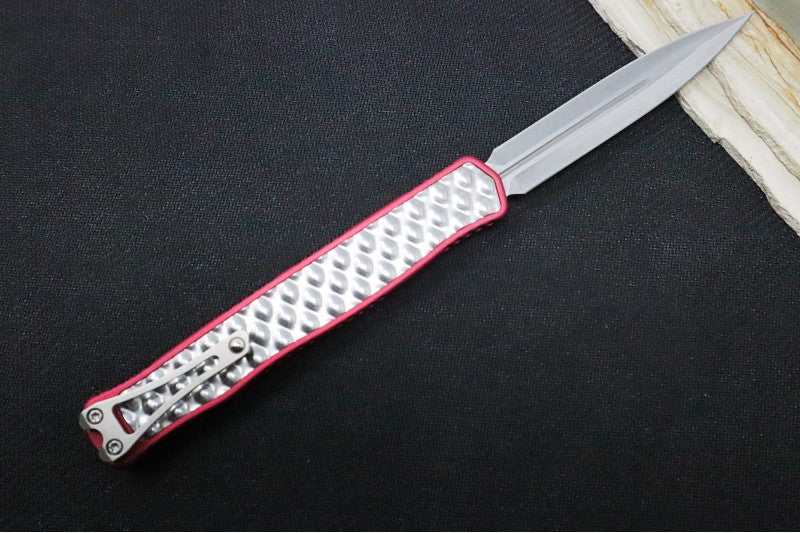 Heretic Knives Cleric II OTF - Stonewash Finish / Dagger Blade / Red Anodized Handle & Stainless Steel Inlay / CPM-Magnacut Steel