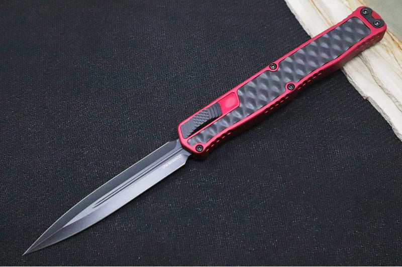 Heretic Knives Cleric II OTF - Black Finish / Dagger Blade / Red Anodized Handle & Black Stainless Steel Inlay / CPM-Magnacut Steel