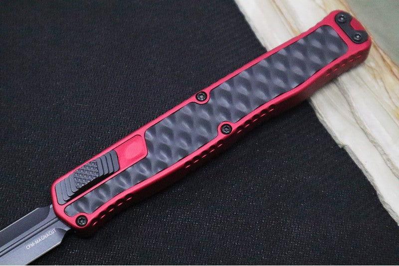 Heretic Knives Cleric II OTF - Black Finish / Dagger Blade / Red Anodized Handle & Black Stainless Steel Inlay / CPM-Magnacut Steel