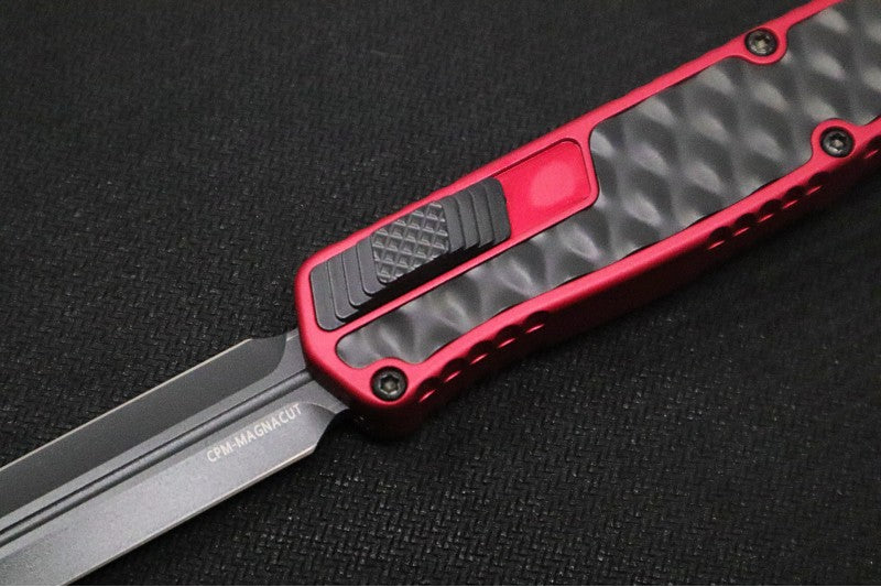 Heretic Knives Cleric II OTF - Black Finish / Dagger Blade / Red Anodized Handle & Black Stainless Steel Inlay / CPM-Magnacut Steel