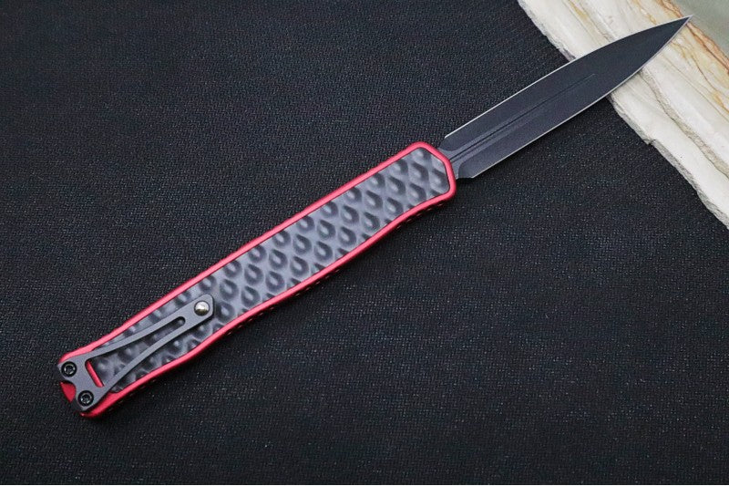 Heretic Knives Cleric II OTF - Black Finish / Dagger Blade / Red Anodized Handle & Black Stainless Steel Inlay / CPM-Magnacut Steel