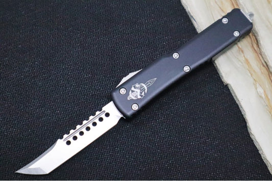 Microtech UTX-70 Signature Series OTF - Hellhound Blade / Stonewash Finish / Black Anodized Aluminum Handle - 419-10S