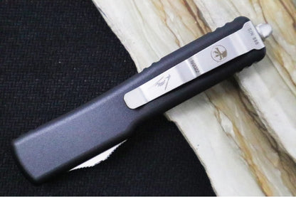 Microtech UTX-70 Signature Series OTF - Hellhound Blade / Stonewash Finish / Black Anodized Aluminum Handle - 419-10S