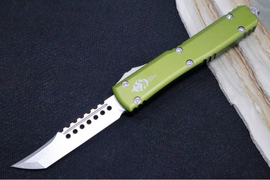 Microtech Ultratech OTF - Stonewashed Hellhound Blade / OD Green Aluminum Handle 119-10ODS