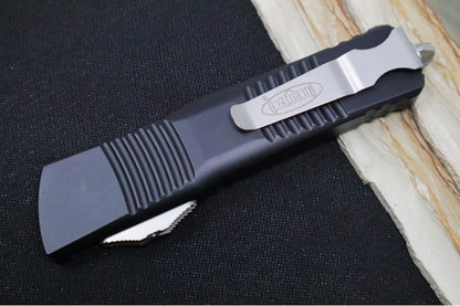 Microtech Combat Troodon OTF - Single Edge Blade / Stonewash Finish / Black Aluminum Handle- 143-10