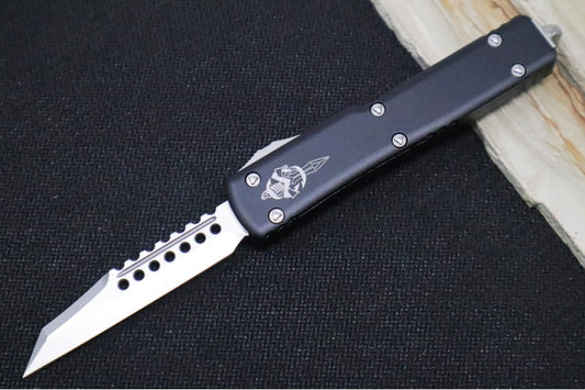 Microtech UTX-70 OTF - Warhound Blade / Stonewash Finish / Black Anodized Aluminum Handle 419W-10S