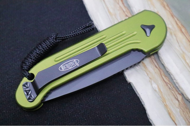 Microtech L.U.D.T - Green Handle / Black Plain Edge Blade - Automatic Knife