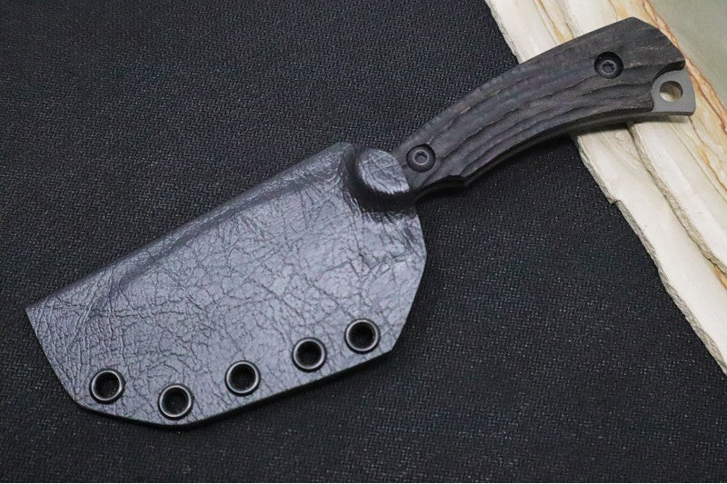 Toor Knives Vellum - Gray Gunkote Finished Blade / 154CM Steel / Ebony Dynamic Fluting Handle / Black Kydex Sheath