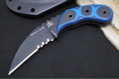 Tops Devil's Claw - 1095 Steel / Black & Blue G-10 Handle / Black Kydex Sheath DEVCL-01
