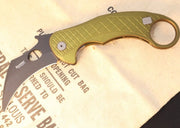 Lionsteel L.E. One - Karambit Blade / CPM-Magnacut Steel / Chemical Black Finish / OD Green Anodized Aluminum Handle LE1-A-GB - Northwest Knives