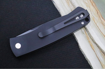 Pro Tech "Whiskers" Auto - Black Aluminum Handle & Ivory Micarta Inlay / Black Finish / 154-CM Steel / Drop Point Blade BR-1.52