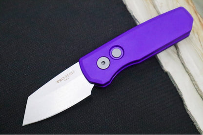 Pro Tech Runt Auto - Purple Aluminum Handle / Stonewashed Reverse Tanto Blade / Magnacut Steel R5401-Purple