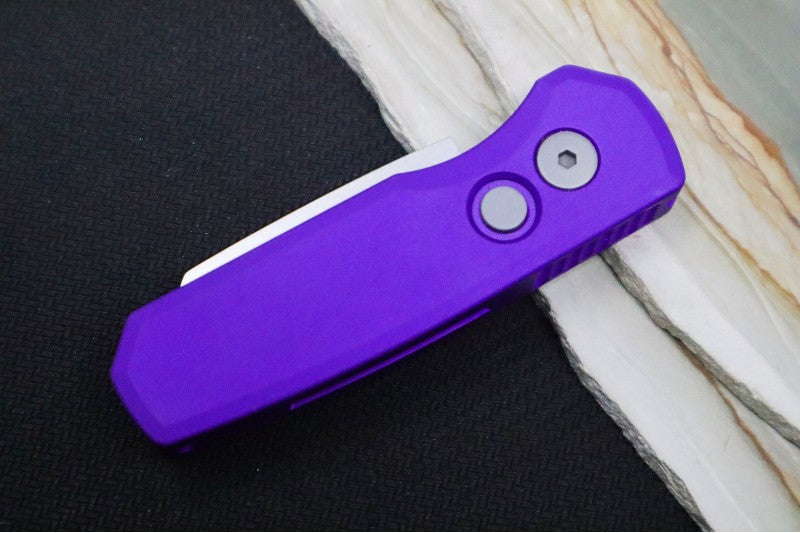 Pro Tech Runt Auto - Purple Aluminum Handle / Stonewashed Reverse Tanto Blade / Magnacut Steel R5401-Purple