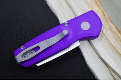 Pro Tech Runt Auto - Purple Aluminum Handle / Stonewashed Reverse Tanto Blade / Magnacut Steel R5401-Purple