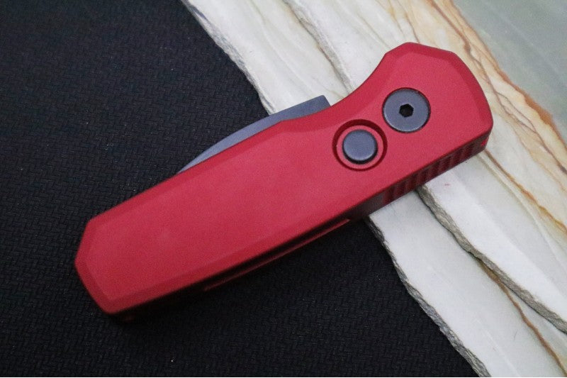 Pro Tech Runt Auto - Red Aluminum Handle / Black Wharncliffe Blade / Magnacut Steel R5303-RED - Northwest Knives