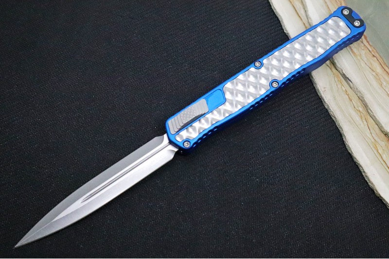 Heretic Knives Cleric II OTF - Stonewash Finish / Dagger Blade / Blue Anodized Handle & Stainless Steel Inlay / CPM-Magnacut Steel