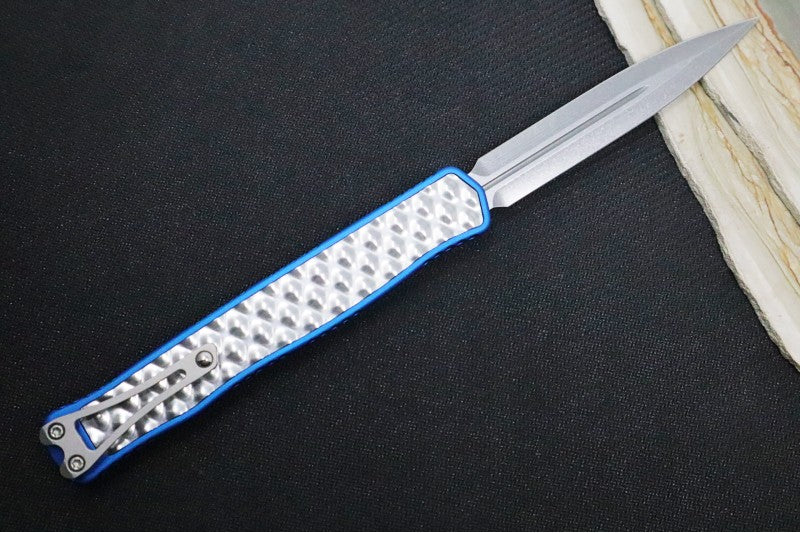 Heretic Knives Cleric II OTF - Stonewash Finish / Dagger Blade / Blue Anodized Handle & Stainless Steel Inlay / CPM-Magnacut Steel