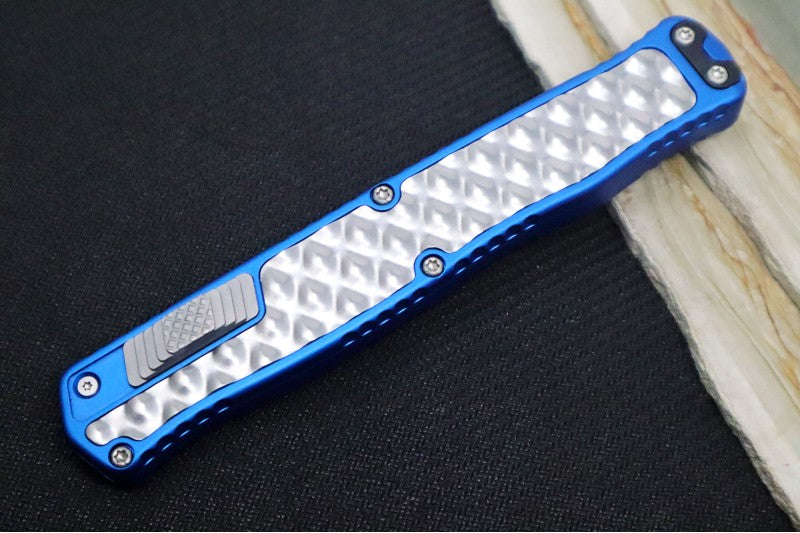 Heretic Knives Cleric II OTF - Stonewash Finish / Dagger Blade / Blue Anodized Handle & Stainless Steel Inlay / CPM-Magnacut Steel