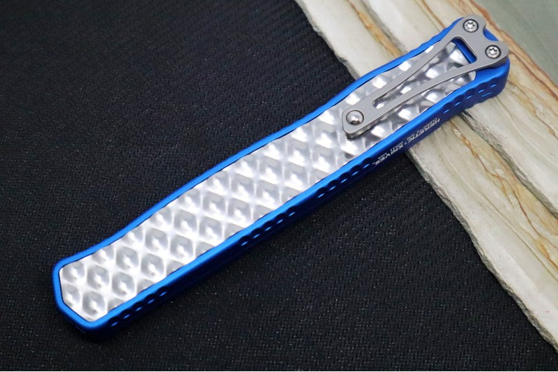 Heretic Knives Cleric II OTF - Stonewash Finish / Dagger Blade / Blue Anodized Handle & Stainless Steel Inlay / CPM-Magnacut Steel