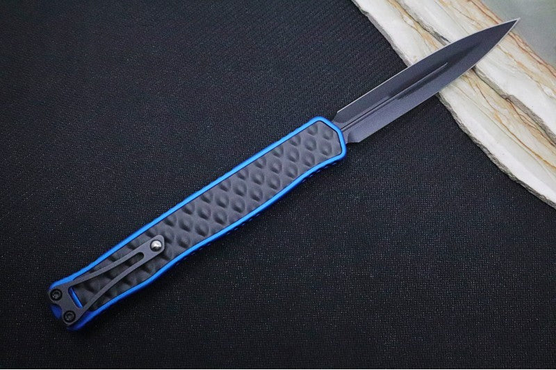 Heretic Knives Cleric II OTF - Black Finish / Dagger Blade / Blue Anodized Handle & Black Stainless Steel Inlay / CPM-Magnacut Steel