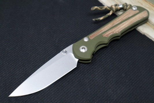 Chris Reeve Knives Large Inkosi NWK Exclusive - Drop Point Blade / CPM-S45VN / OD Green Cerakote Handle / Natural Micarta / Camo Lanyard with Bead LIN-1148