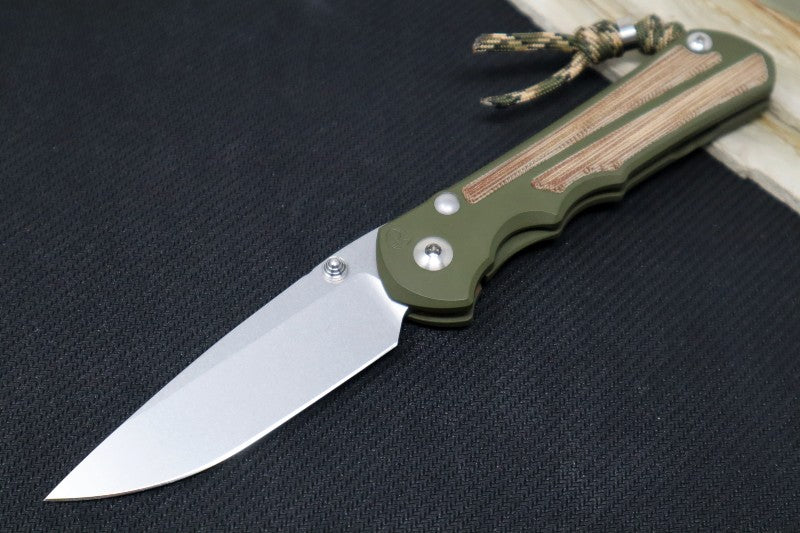 Chris Reeve Knives Large Inkosi NWK Exclusive - Drop Point Blade / CPM-S45VN / OD Green Cerakote Handle / Natural Micarta / Camo Lanyard with Bead LIN-1148 - Northwest Knives
