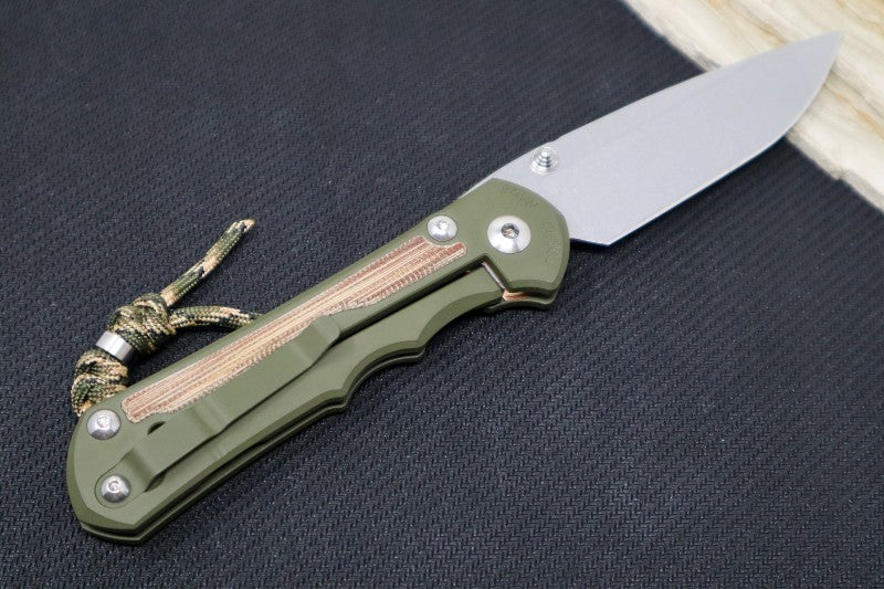 Chris Reeve Knives Large Inkosi NWK Exclusive - Drop Point Blade / CPM-S45VN / OD Green Cerakote Handle / Natural Micarta / Camo Lanyard with Bead LIN-1148