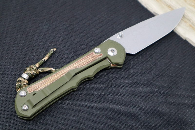 Chris Reeve Knives Large Inkosi NWK Exclusive - Drop Point Blade / CPM-S45VN / OD Green Cerakote Handle / Natural Micarta / Camo Lanyard with Bead LIN-1148 - Northwest Knives