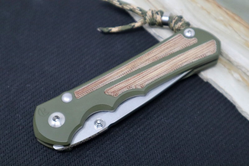 Chris Reeve Knives Large Inkosi NWK Exclusive - Drop Point Blade / CPM-S45VN / OD Green Cerakote Handle / Natural Micarta / Camo Lanyard with Bead LIN-1148