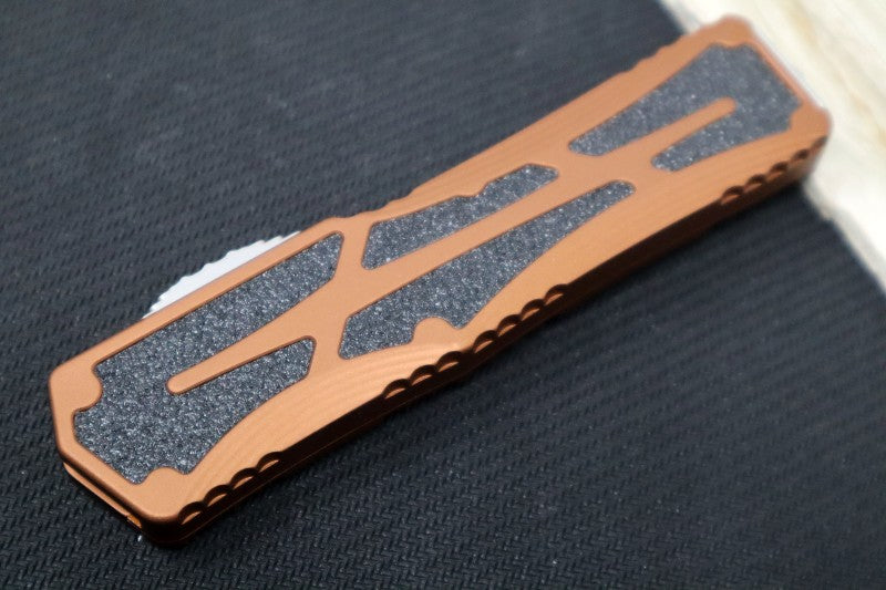 Heretic Knives Colossus OTF - Stonewash Magnacut Drop Point Blade / Rootbeer Anodized Handle w/ Integrated Grip Tape H039-2A-RB