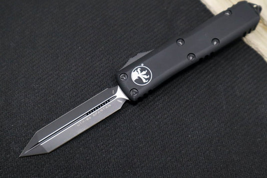 Microtech UTX-85 OTF - Spartan Blade / Black Tactical / Black Anodized Aluminum Handle - 230-1T