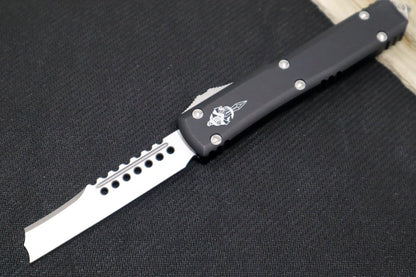 Microtech Ultratech OTF - Signature Series / Stonewashed Hellhound Razor Blade / Black Aluminum Handle 119R-10S