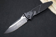 Microtech SOCOM Elite Manual - Black Tactical Partial Serrated Blade / Black Handles w/ Black Inserts 160-2T - Northwest Knives
