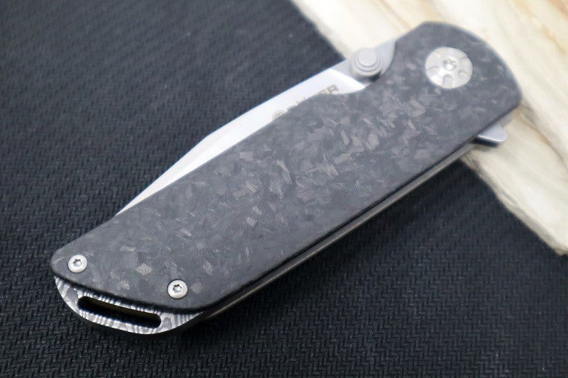 Boker M4 Sherman EDC Flipper -  Magnacut Blade / Carbon Fiber Handle Scales / Ladder Damascus Backspacer - 110665