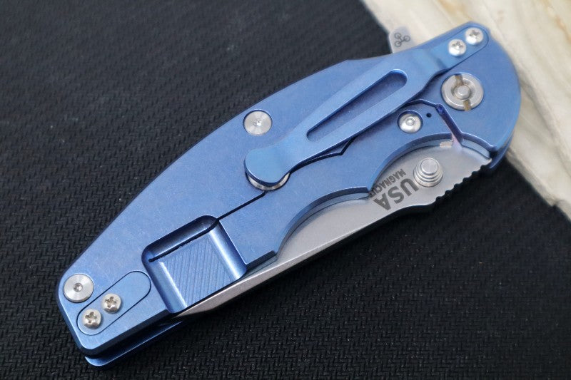 Rick Hinderer Knives Jurassic Slicer - Tri-Way Pivot - Stonewash Blue / Blue Black G-10 Handle / Stonewash Magnacut Blade