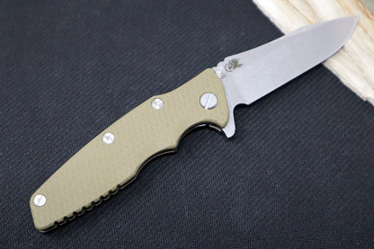 Rick Hinderer Knives Eklipse 3.5" Left Hand - Spearpoint - Battle Bronzed Frame - OD Green G-10