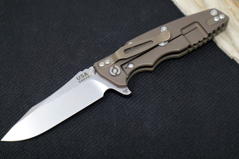 Rick Hinderer Knives Eklipse 3.5" Left Hand - Spearpoint - Battle Bronzed Frame - OD Green G-10