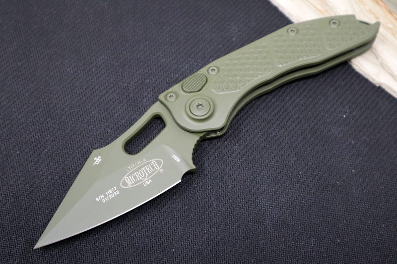 Microtech Stitch Auto - Wharncliffe OD Green Blade / OD Green Milled Aluminum Handle 169-1COD - Northwest Knives