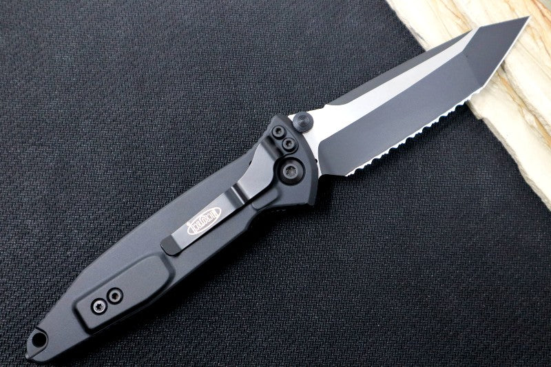 Microtech SOCOM Elite - Tanto Style with Full Serrate / Black Blade / Black Handles w/ Black Inserts 161-3T