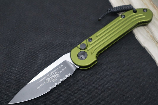 Microtech L.U.D.T - Green Handle / Black Plain Edge Blade - Automatic Knife 135-2OD