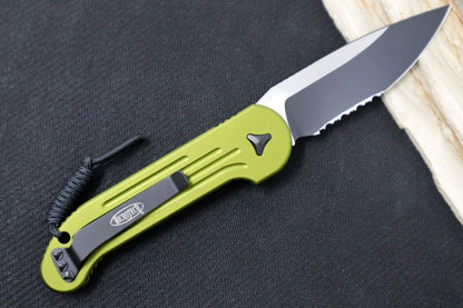 Microtech L.U.D.T - Green Handle / Black Plain Edge Blade - Automatic Knife 135-2OD
