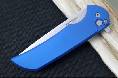 Pro Tech Mordax - Drop Point / Stonewashed Magnacut blade / Blue Aluminum Handle MX101-BLUE