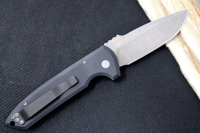 Pro Tech Rockeye Auto - Black Aluminum Handle / Acid Washed CPM-S35VN Blade LG311 - Northwest Knives